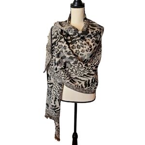 MODERN Expressions Black & Taupe Animal Print 68" x 27" Wrap Scarf